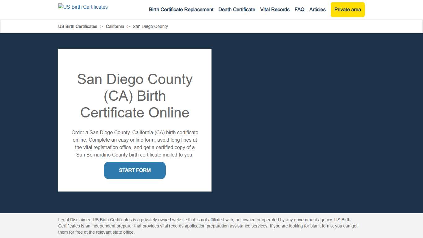 San Diego County (CA) Birth Certificate Online - US Birth Certificates
