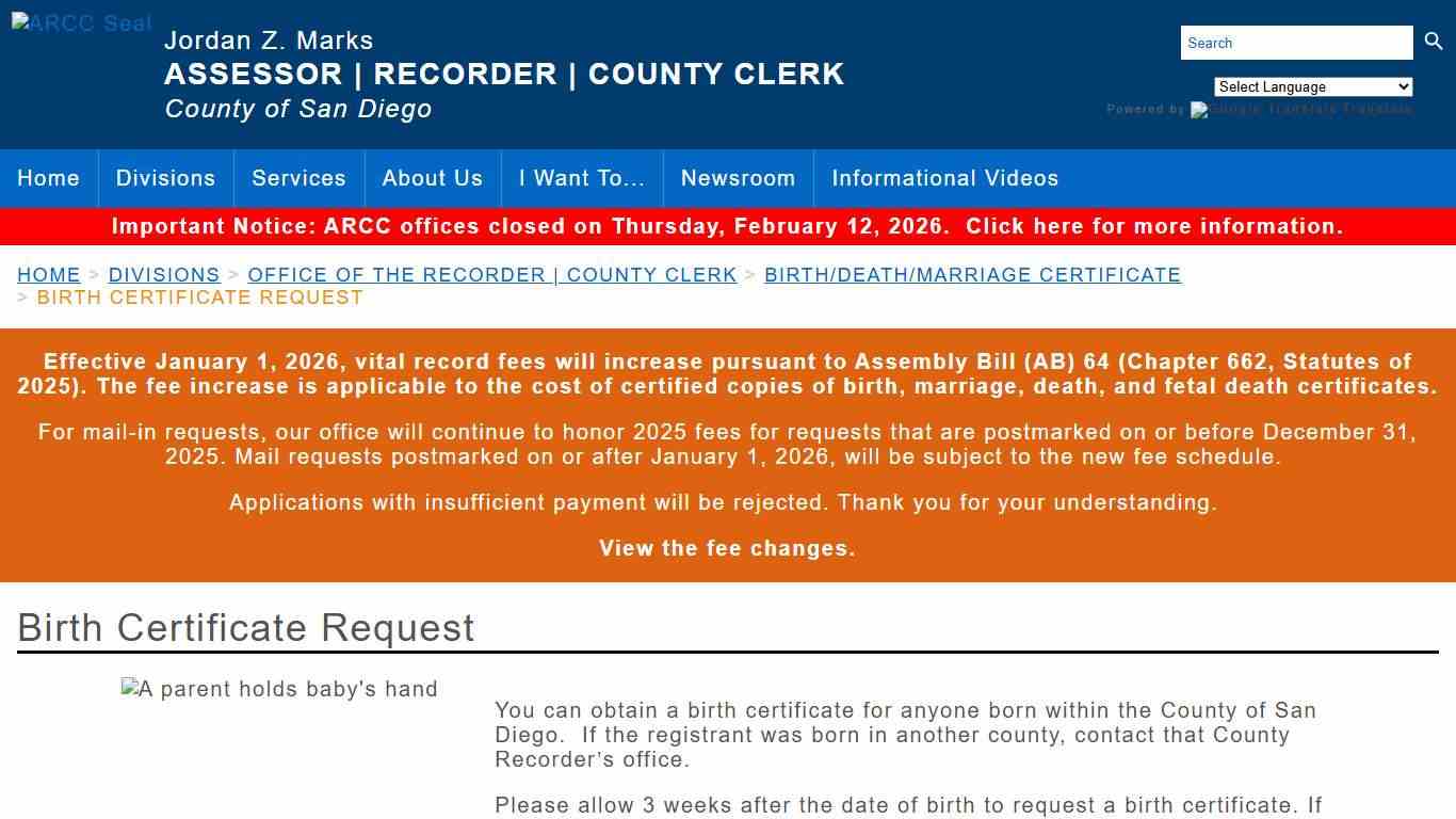 Birth Certificate Request